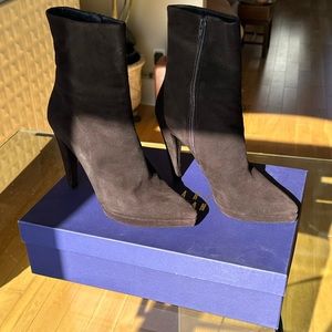 Chocolate brown suede Stuart Weitzman heeled boots